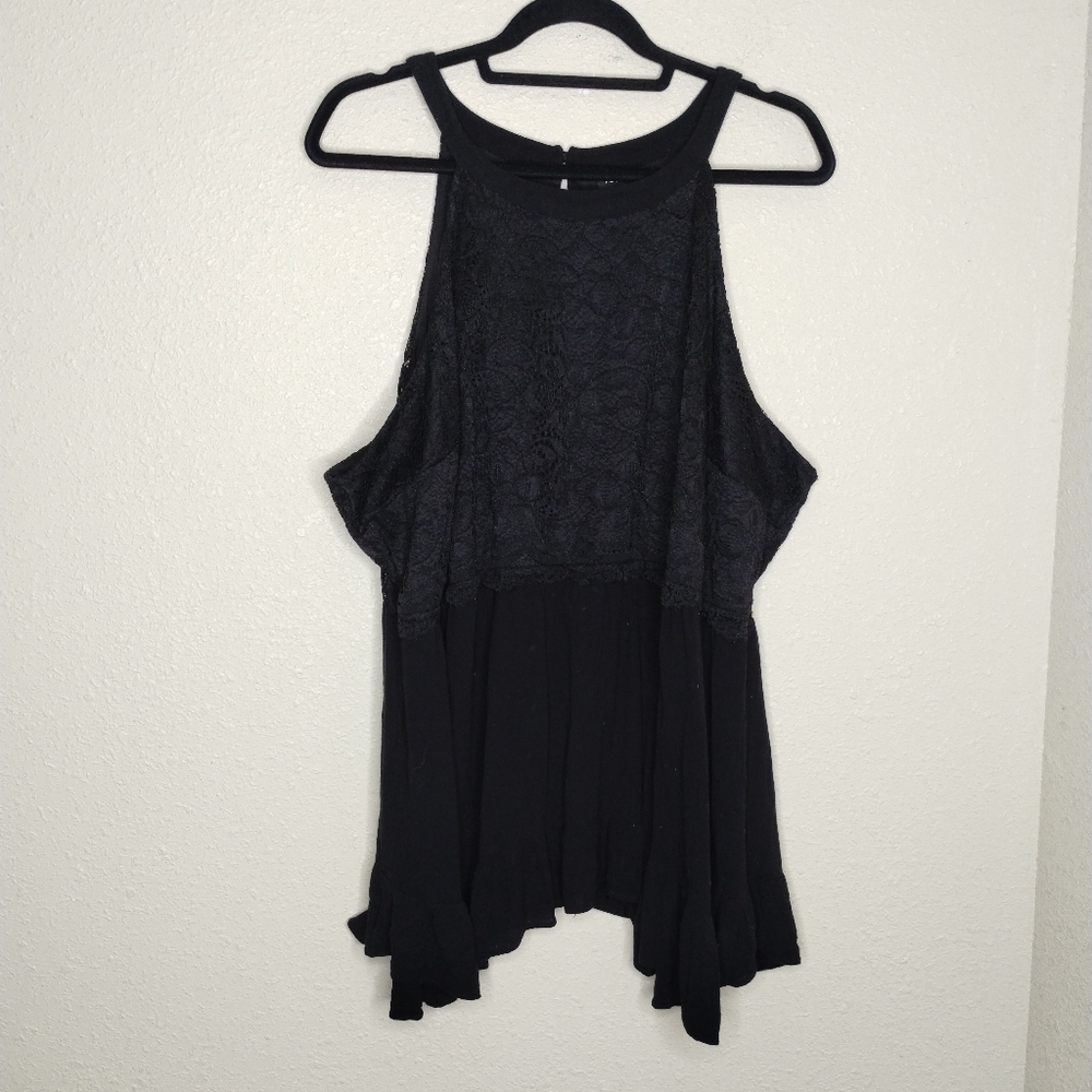 TORRID Black Babydoll Gauze With Lace Halter Top Plus Size 3X - Picture 2 of 7